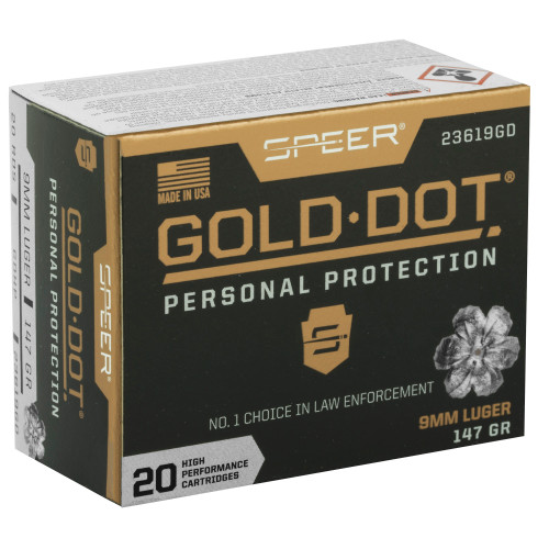 Speer Gold Dot 9mm 147 Grain Hollow Point Ammunition - Reliable Self-Defense Load Speer Gold Dot 9mm 147 Grain Hollow Point Ammunition - Reliable Self-Defense Load