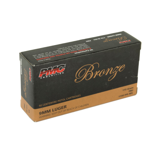 PMC Ammunition Bronze 9mm 115-Grain Full Metal Jacket Ammo - 50 Rounds per Box, 1000 Rounds per Case PMC Ammunition Bronze 9mm 115-Grain Full Metal Jacket Ammo - 50 Rounds per Box, 1000 Rounds per Case