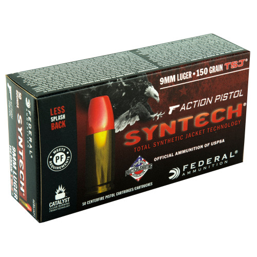 Federal American Eagle Syntech 9mm 150-Grain Total Synthetic Jacket Ammunition (50 Rounds per Box, 500 per Case) Federal American Eagle Syntech 9mm 150-Grain Total Synthetic Jacket Ammunition (50 Rounds per Box, 500 per Case)