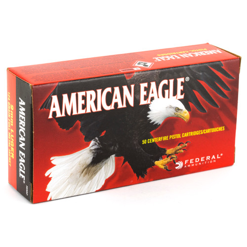 Federal American Eagle 9mm 124 Grain FMJ Ammunition - 50 Rounds per Box Federal American Eagle 9mm 124 Grain FMJ Ammunition - 50 Rounds per Box