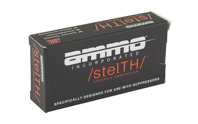 Ammo Inc Stealth Subsonic 9mm 165 Grain Ammunition * Total Metal Coating, Hyperclean Technology, 50 Rounds Per Box