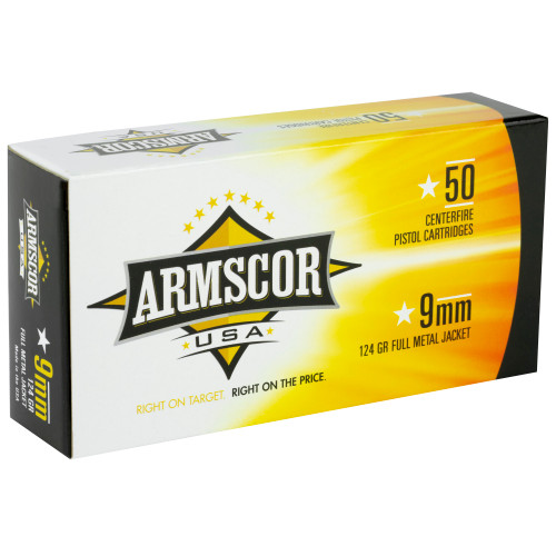 Armscor 9mm 124 Grain FMJ Ammunition - Reliable Full Metal Jacket Performance Armscor 9mm 124 Grain FMJ Ammunition - Reliable Full Metal Jacket Performance