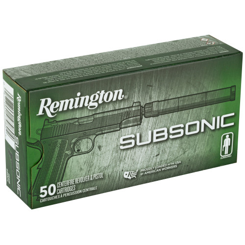 Remington Subsonic .45 ACP 230-Grain Flat Nose Ammunition - 50 Rounds per Box Remington Subsonic .45 ACP 230-Grain Flat Nose Ammunition - 50 Rounds per Box