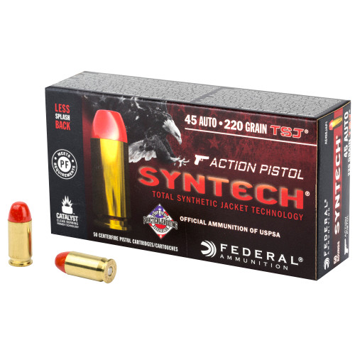 Federal American Eagle Syntech 45 ACP 220-Grain Total Synthetic Jacket Ammo - Pack of 50 Federal American Eagle Syntech 45 ACP 220-Grain Total Synthetic Jacket Ammo - Pack of 50