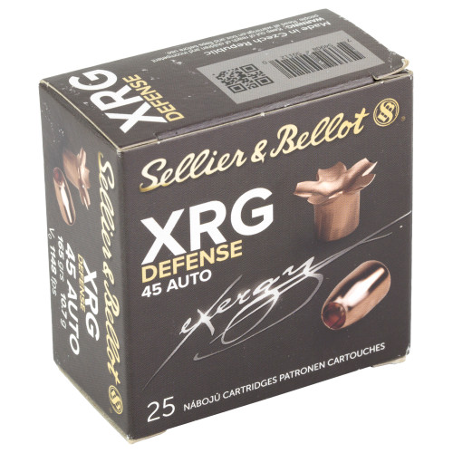 Sellier & Bellot 45 ACP 165-Grain XRG Hollow Point Pistol Ammunition - 25 Rounds per Box