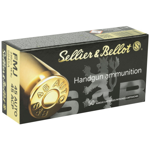 Sellier & Bellot 45 ACP Full Metal Jacket Pistol Ammo - 230 Grain, 1000 Rounds Case