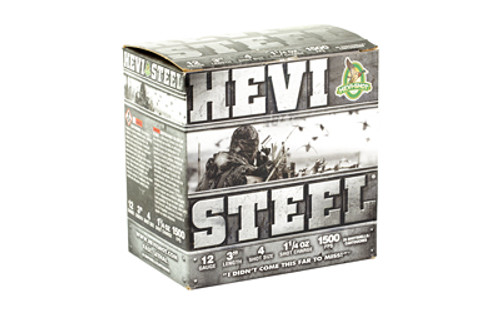 HEVI-Shot HEVI-Steel 12 Gauge 3-inch #4 Shotshells - 1 1/4 oz, 25 Rounds per Box