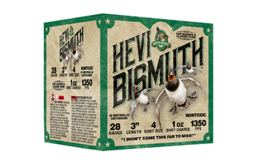 HEVI-Shot Hevi-Bismuth 28 Gauge 3, 1 oz #4 Waterfowl Shot - Pack of 25 Rounds