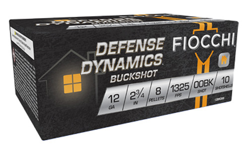 Fiocchi Defense Dynamics 12 Gauge 2-3/4-Inch 00 Buckshot, 8 Pellets, 10 Rounds per Box