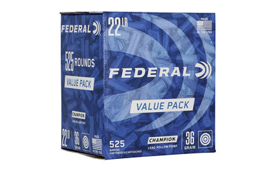Federal 22LR Lead Hollow Point Ammunition - 36 Grain, 525 Rounds per Box