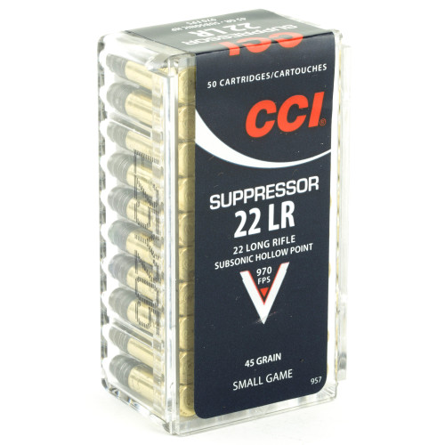 CCI Ammunition Suppressor .22 LR Hollow Point 45 Grain * 50 Rounds Per Box