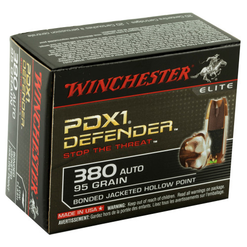 Winchester Ammunition PDX1 Defender .380 ACP 95-Grain Hollow Point Ammunition (20 Rounds per Box) Winchester Ammunition PDX1 Defender .380 ACP 95-Grain Hollow Point Ammunition (20 Rounds per Box)