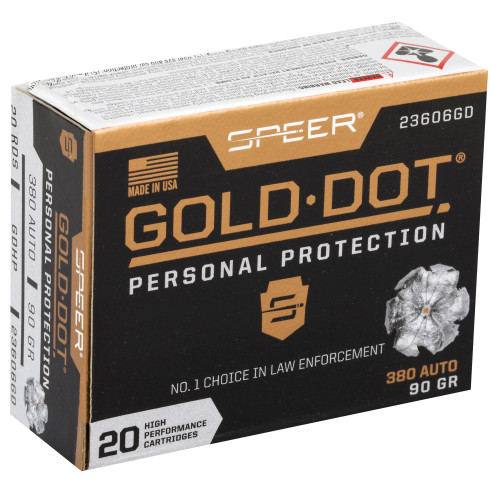 Speer Gold Dot .380 ACP 90-Grain Hollow Point Ammunition * Reliable Self-Defense Load
