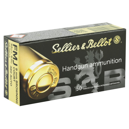 Sellier & Bellot S&B 380ACP 92-Grain FMJ Pistol Ammunition, 50 Rounds per Box