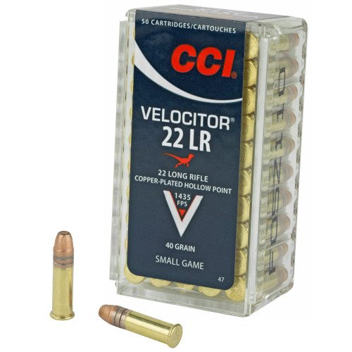 CCI Ammunition Velocitor .22 LR 40 Grain Hollow Point * 50 Rounds per Box CCI Ammunition Velocitor .22 LR 40 Grain Hollow Point * 50 Rounds per Box