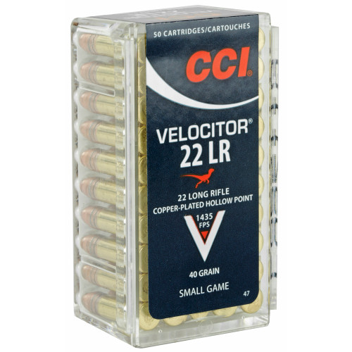 CCI Ammunition Velocitor .22 LR 40 Grain Hollow Point * 50 Rounds per Box CCI Ammunition Velocitor .22 LR 40 Grain Hollow Point * 50 Rounds per Box