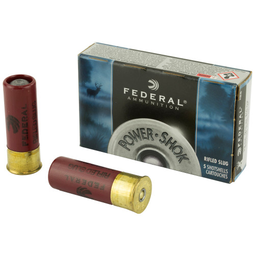 Federal PowerShok 12 Gauge 2.75 Inch Rifled Slug - 1 1/4 oz, Box of 5