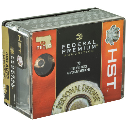 Federal Premium Defense Micro HST .380 ACP 99-Grain Hollow Point Ammunition - 20 Rounds per Box Federal Premium Defense Micro HST .380 ACP 99-Grain Hollow Point Ammunition - 20 Rounds per Box