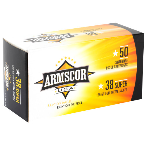 Armscor 38 Super 125 Grain FMJ Ammunition * Reliable Full Metal Jacket Performance