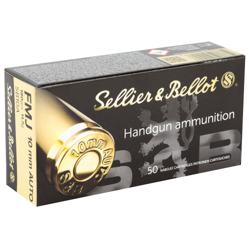 Sellier & Bellot 10mm 180 Grain Full Metal Jacket Pistol Ammunition - 50 Rounds per Box