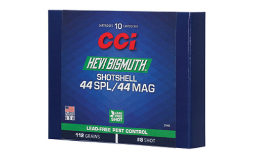 CCI Ammunition Hevi-Bismuth Shotshells for 44 Magnum * Non-Toxic, Lead-Free Bismuth Pellets CCI Ammunition Hevi-Bismuth Shotshells for 44 Magnum * Non-Toxic, Lead-Free Bismuth Pellets