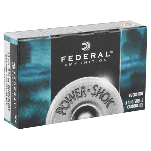 Federal PowerShok 12 Gauge 00 Buckshot - Max Dram, 2.75 inch Shells (5 per Box, 250 per Case)
