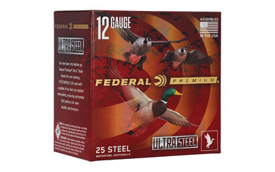 Federal Premium Ultra Steel 12 Gauge 3-inch BB Steel Shot Ammunition, 1 1/4 oz, 25 Rounds per Box