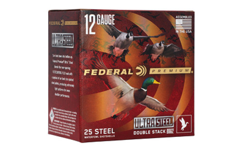 Federal Premium Ultra Steel 12 Gauge 3-inch Shells - 1 1/4 oz Steel Shot, BB and #2, 25 Rounds per Box