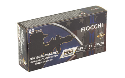 Fiocchi Ammunition Hyperformance SBR 223 Remington 77 Grain Boat Tail Hollow Point 20 Rounds