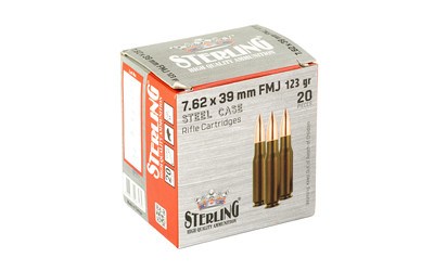 Sterling 7.62x39mm FMJ Rifle Ammunition * 123 Grain Full Metal Jacket for Target Practice