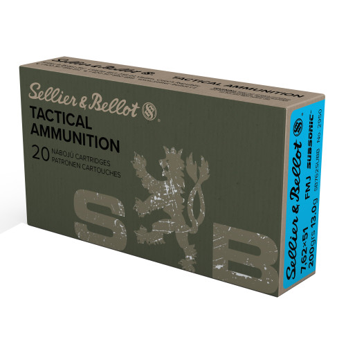 Sellier & Bellot 762X51 Subsonic Full Metal Jacket Ammunition * 200 Grain, 20 Rounds per Box Sellier & Bellot 762X51 Subsonic Full Metal Jacket Ammunition * 200 Grain, 20 Rounds per Box