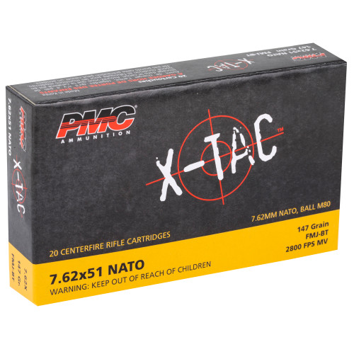PMC Ammunition XTAC 7.62x51 NATO 147 Grain FMJ BT - 20 Rounds per Box PMC Ammunition XTAC 7.62x51 NATO 147 Grain FMJ BT - 20 Rounds per Box