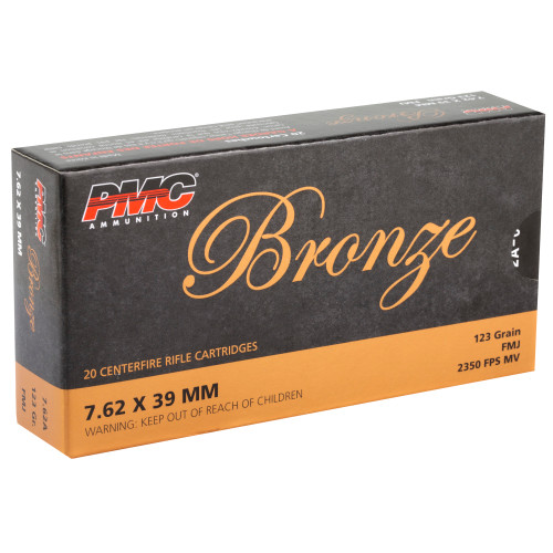 PMC Ammunition Bronze 7.62x39 123-Grain Full Metal Jacket - 20 Rounds per Box, 500 per Case PMC Ammunition Bronze 7.62x39 123-Grain Full Metal Jacket - 20 Rounds per Box, 500 per Case