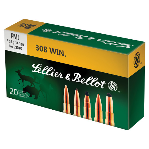Sellier & Bellot 308 Winchester 147-Grain FMJ Rifle Ammunition (20 Rds/Box, 500 Rds/Case)