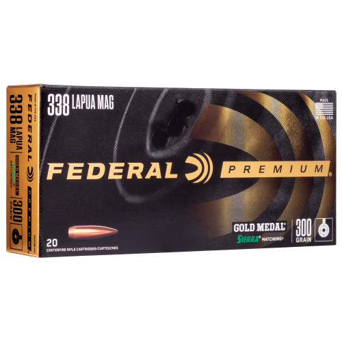 Federal Premium 338 Lapua Magnum 300 Grain Sierra MatchKing Boat Tail Hollow Point Ammunition (20/200) Federal Premium 338 Lapua Magnum 300 Grain Sierra MatchKing Boat Tail Hollow Point Ammunition (20/200)