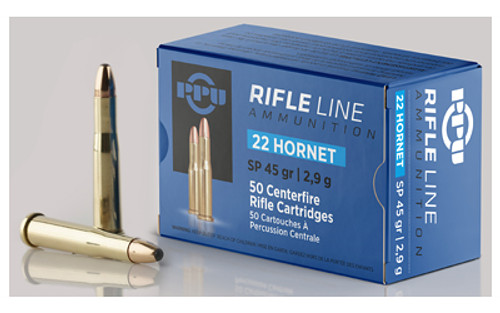 Prvi Partizan PPU 22 Hornet 45 Grain Soft Point Rifle Ammunition - 50 Rounds per Box Prvi Partizan PPU 22 Hornet 45 Grain Soft Point Rifle Ammunition - 50 Rounds per Box