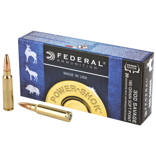Federal PowerShok 300 Savage 180-Grain Soft Point Rifle Ammo, 20 Rounds per Box Federal PowerShok 300 Savage 180-Grain Soft Point Rifle Ammo, 20 Rounds per Box