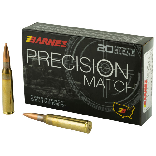 Barnes Precision Match 338 Lapua Mag 300 Grain Open Tip Match Ammo - Model 30728