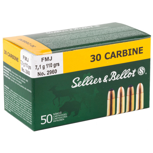 Sellier & Bellot 30 Carbine 110 Grain FMJ Rifle Ammunition (50 Rounds per Box, 1000 per Case)