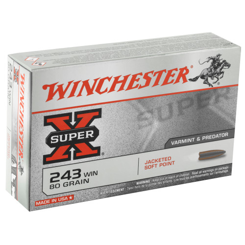 Winchester Ammunition Super-X .243 Winchester 80 Grain Jacketed Soft Point, 20 Rounds