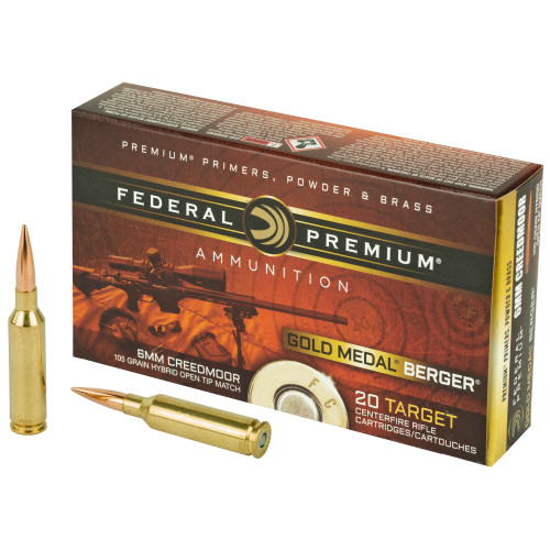 Federal Gold Medal 6mm Creedmoor 105-Grain Berger Boat Tail Hollow Point Ammunition (20 Rounds)