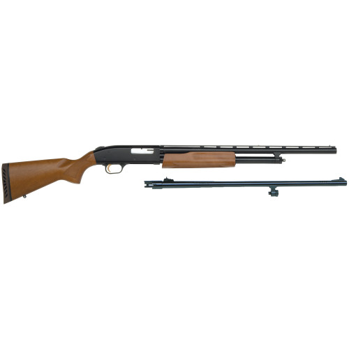 Mossberg Model 500 20 Gauge Pump Action Shotgun with 22-Inch Vent Rib Barrel, Blue Finish, and Wood Stock Mossberg Model 500 20 Gauge Pump Action Shotgun with 22-Inch Vent Rib Barrel, Blue Finish, and Wood Stock