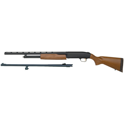Mossberg Model 500 20 Gauge Pump Action Shotgun with 22-Inch Vent Rib Barrel, Blue Finish, and Wood Stock Mossberg Model 500 20 Gauge Pump Action Shotgun with 22-Inch Vent Rib Barrel, Blue Finish, and Wood Stock