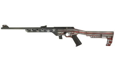Citadel TRAKR .22 LR Bolt Action Rifle with Fiber Optic Front Sight - 18-Inch Barrel, 10-Round Capacity, Synthetic Stock in Red, White, Blue