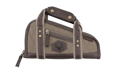Evolution Outdoor President Series Pistol Case 12 - Brown Canvas with Antique Brass Accents