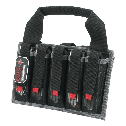 GPS Pistol Magazine Tote - Holds 10 Magazines, Adjustable Locking Tabs, Mesh Construction