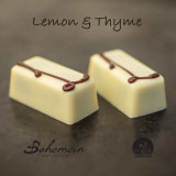 Bohemein Lemon and Thyme Ganache. A dark chocolate ganache is a piquant, tart and refreshing balance of Fresh Lemon and Thyme. Encased in white chocolate.