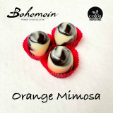 Mother's Day  - Orange Mimosa - Orange Caramel +  Blanc de Blanc in 54.5% DARK chocolate shell with WHITE Chocolate marble finish  contains Soy, Milk, Alcohol
