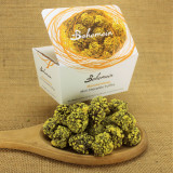 Bohemein Manuka Honey Mini Chocolate Truffle is Arataki Manuka honey and milk chocolate ganache. Coated in dark 53% chocolate and rolled in yellow white chocolate sprinkles.