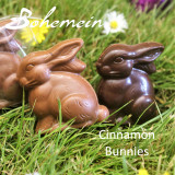 Bohemein Cinnamon Caramel Bunny .Our most popular Easter treat in Milk or Dark Chocolate